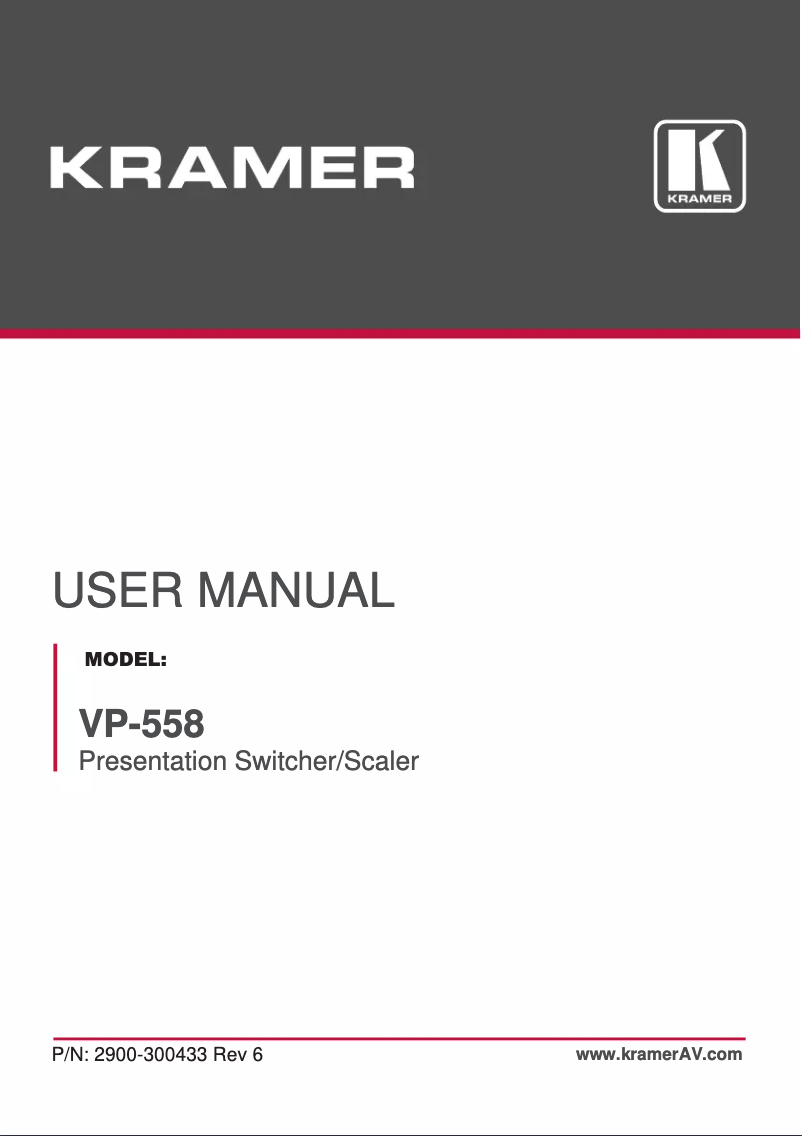Page n°1 - Manuel utilisateur Kramer VP-558