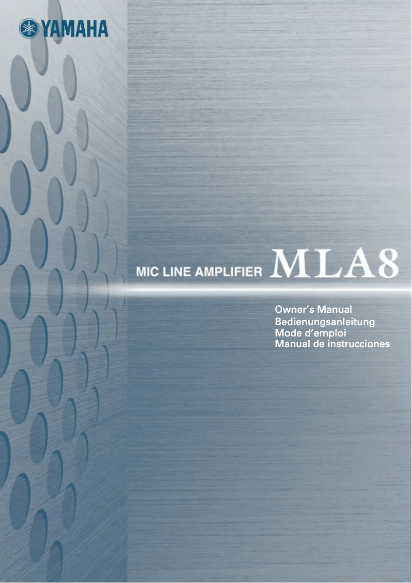 Page n°1 - Manuel utilisateur Yamaha MLA8