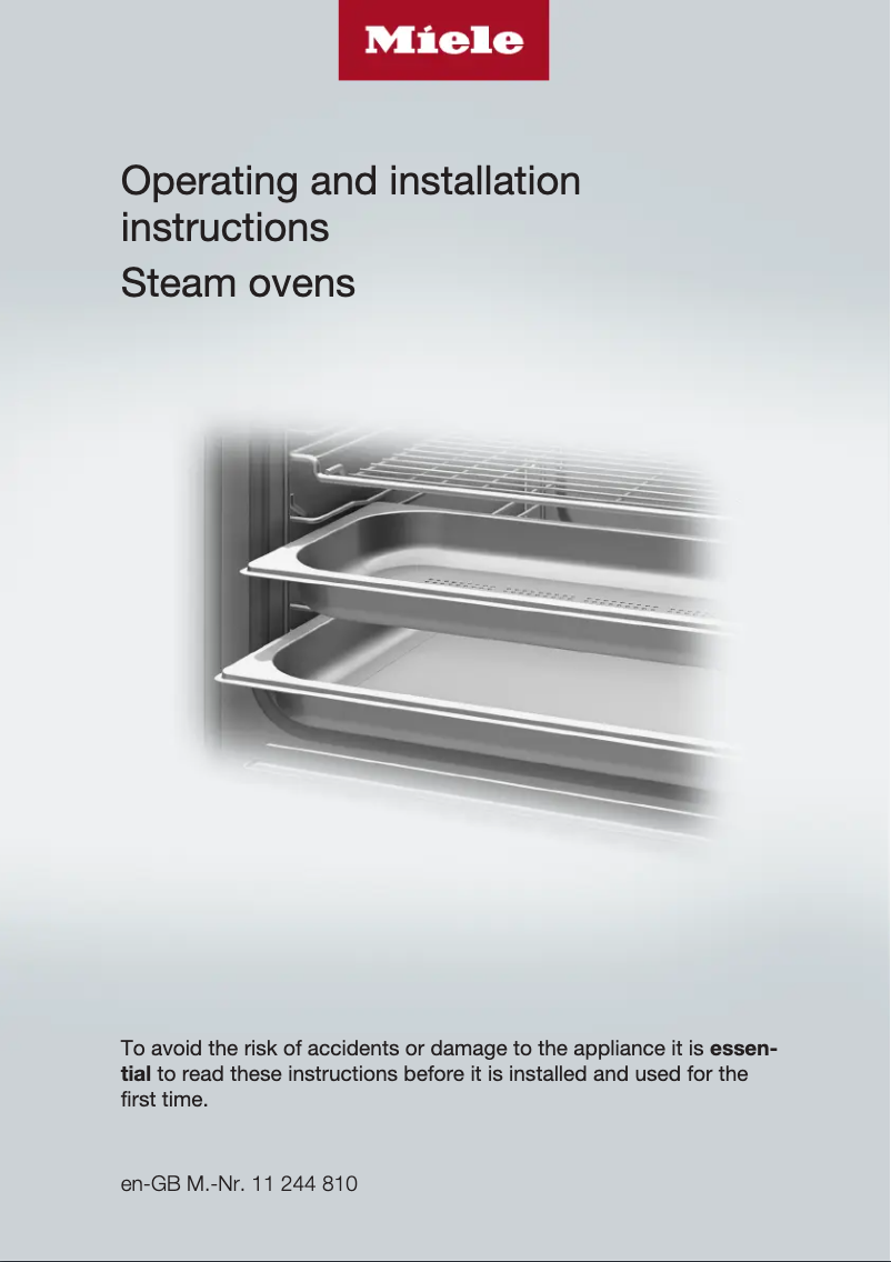 Page n°1 - Guide d'installation Miele DG 2840