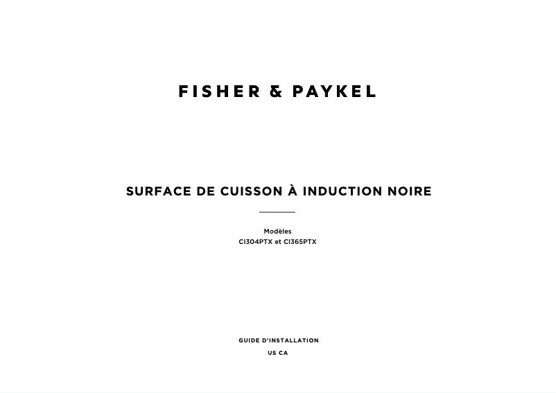 Page 1 de la notice Guide d'installation Fisher & Paykel CI365PTX4