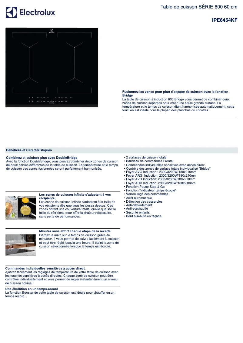 Page n°1 - Fiche technique Electrolux IPE6454KF