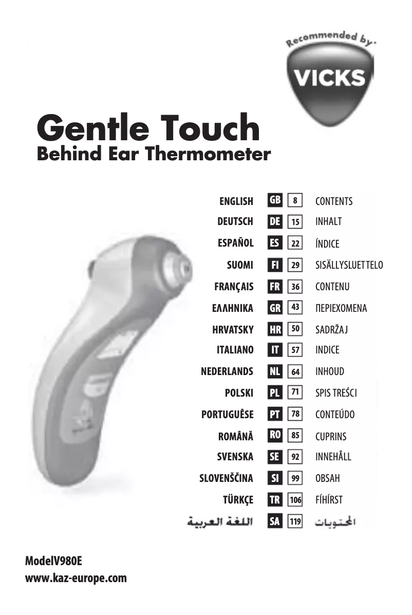 Page 1 de la notice Manuel utilisateur Vicks Gentle Touch V980E