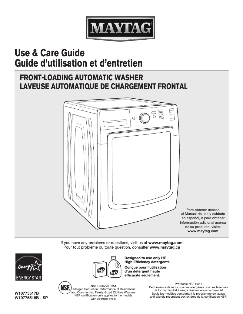 Page n°1 - Manuel utilisateur Maytag MHW5500FW