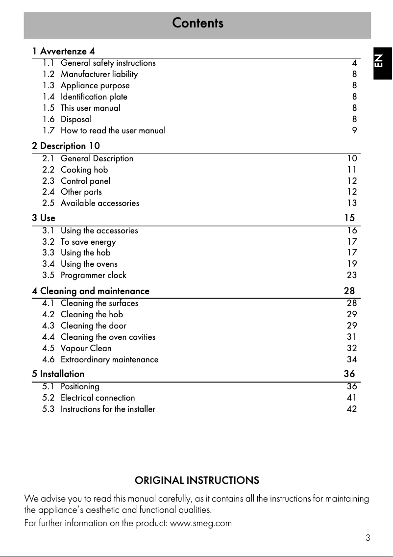 Page n°1 - Mode d'emploi Smeg SUK92CBL9