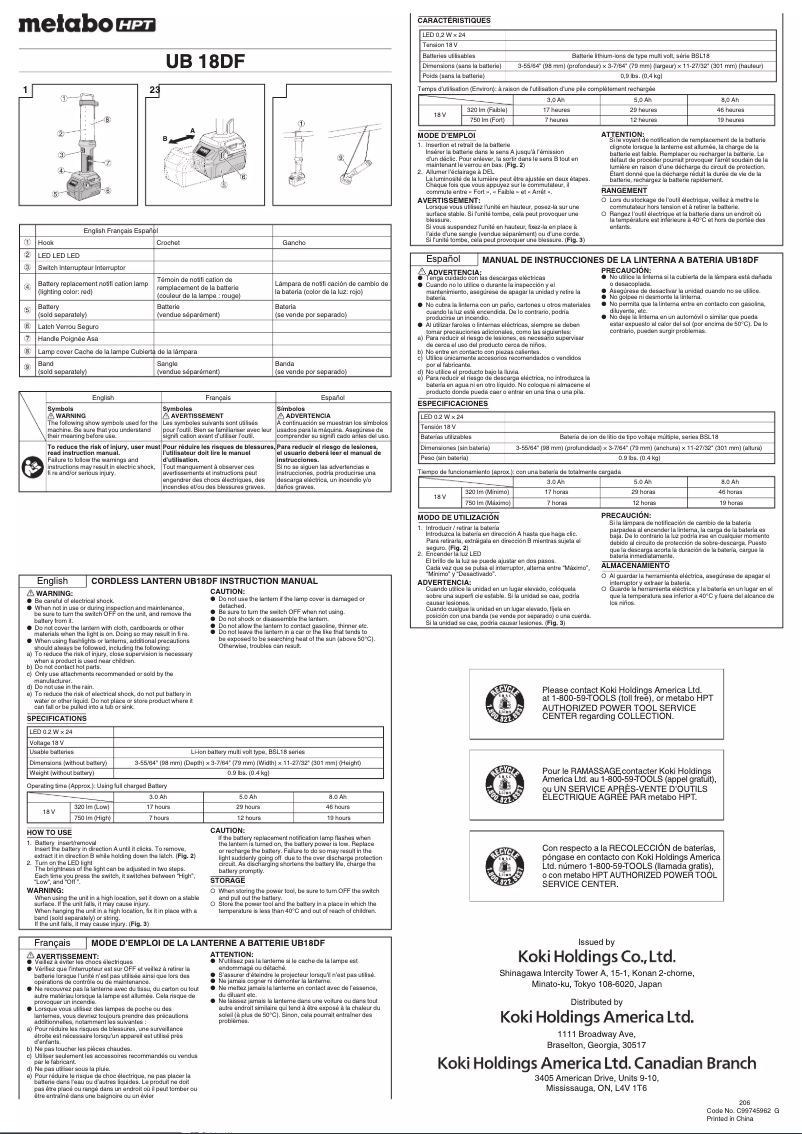 Image de la première page du manuel de l'appareil UB18DFQ4