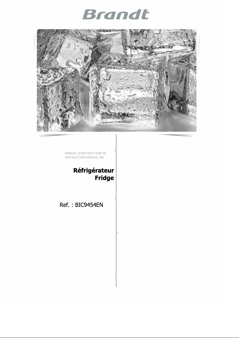 Image de la première page du manuel de l'appareil BIC9454EN