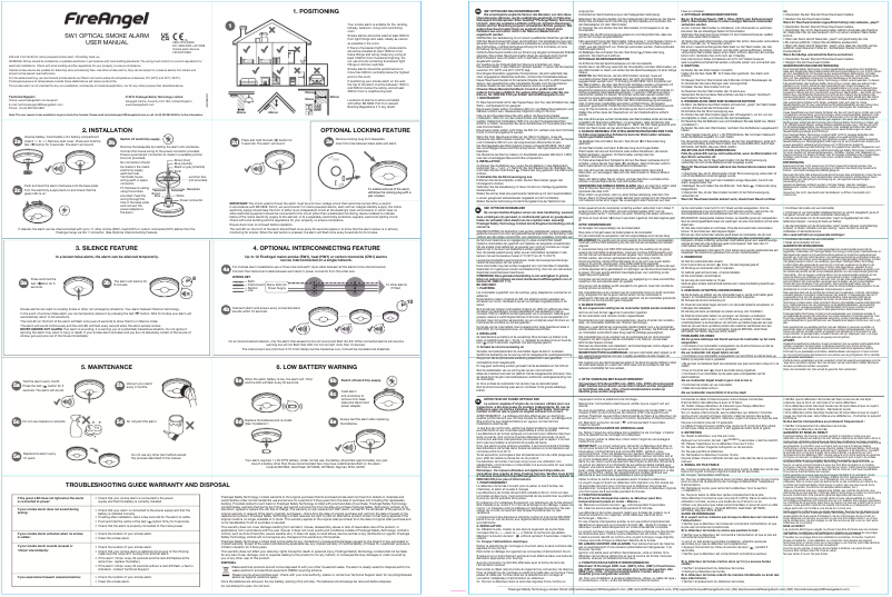 Page 1 de la notice Manuel utilisateur FireAngel SW 1