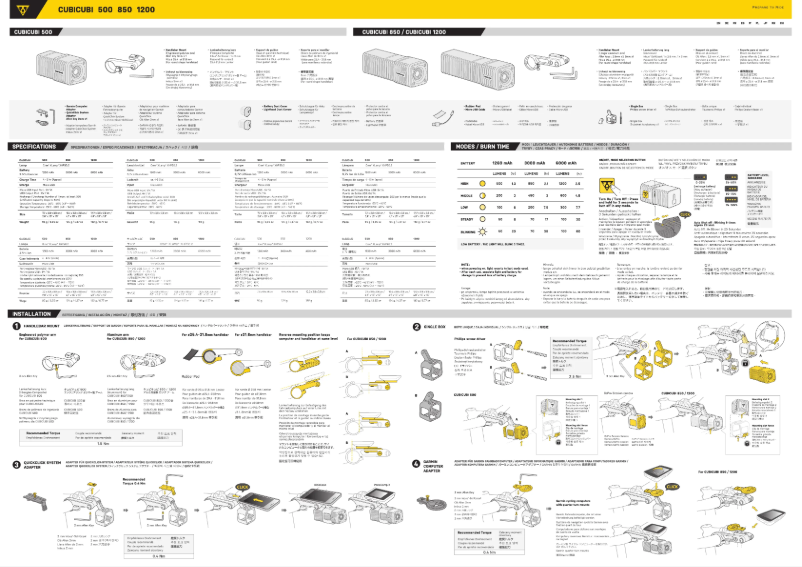 Page 1 de la notice Manuel utilisateur Topeak CUBICUBI 850