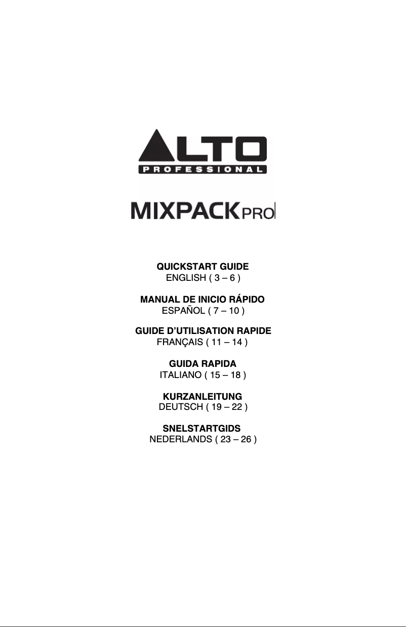 Image de la première page du manuel de l'appareil MixPack Pro