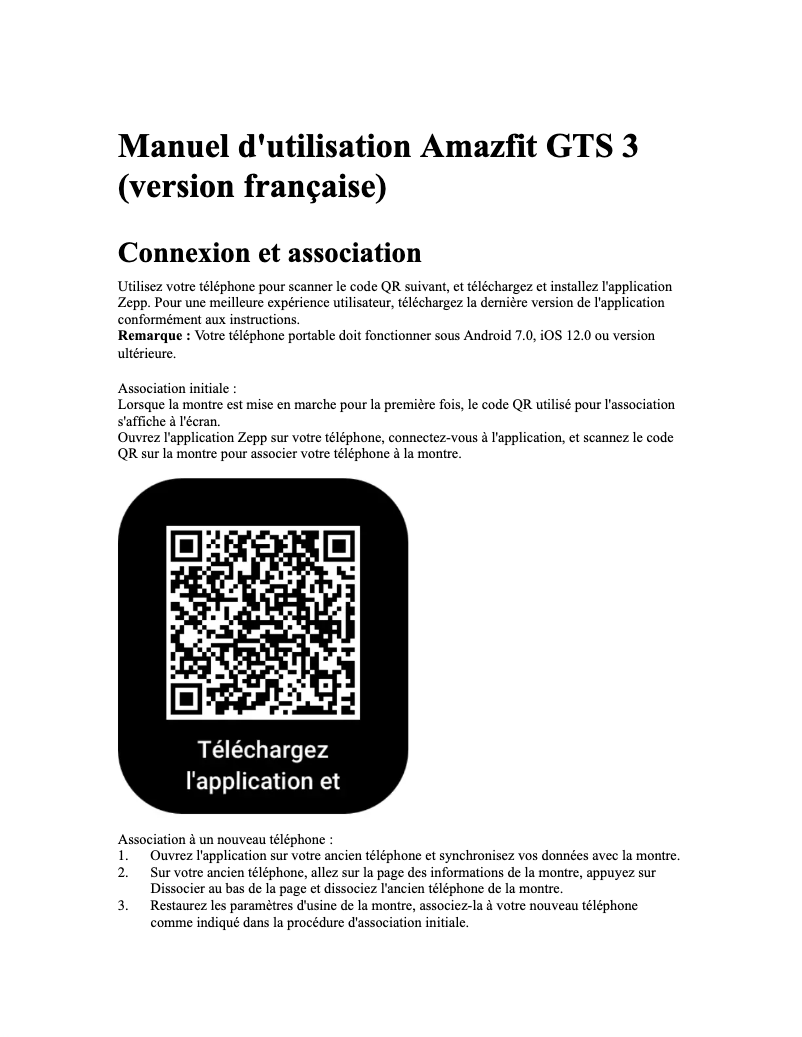 Page n°1 - Manuel utilisateur Amazfit GTS 3