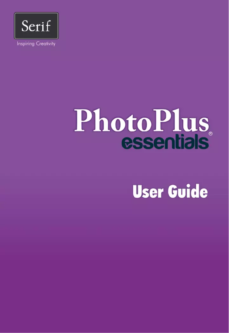 Page 1 de la notice Manuel utilisateur Serif PhotoPlus Essentials