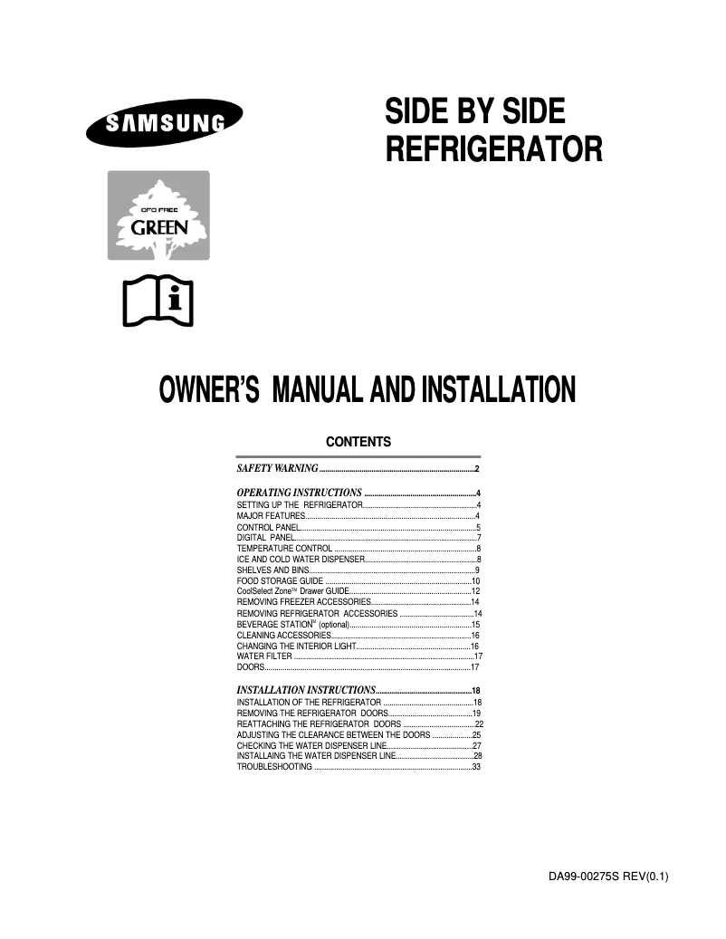 Page 1 de la notice Manuel utilisateur Samsung RS30KLSW