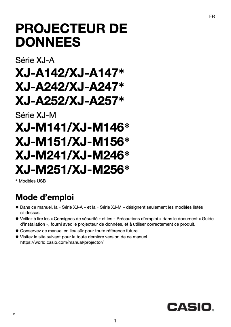 Image de la première page du manuel de l'appareil XJ-A257