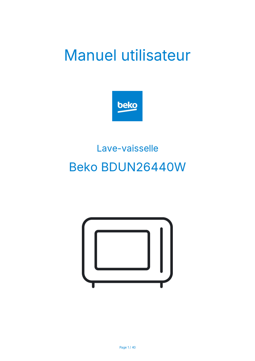 Page n°1 - Manuel utilisateur Beko BDUN26440W