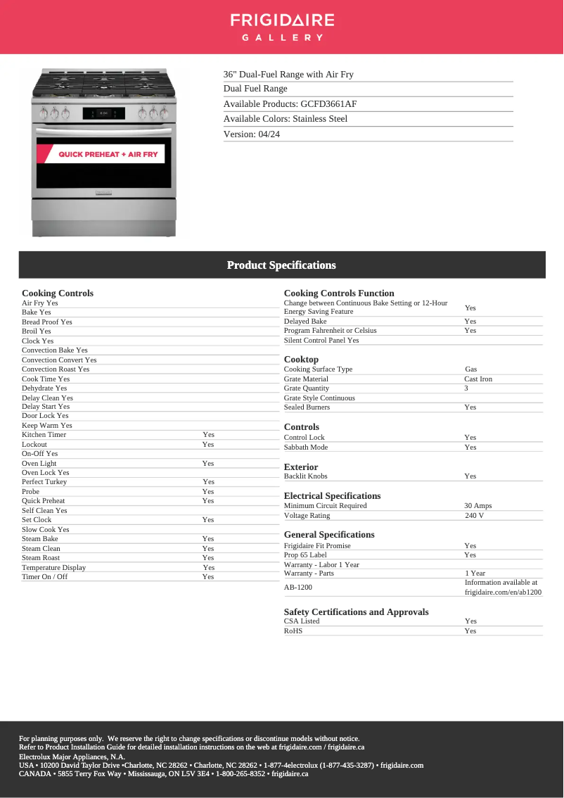 Image de la première page du manuel de l'appareil GCFD3661AF