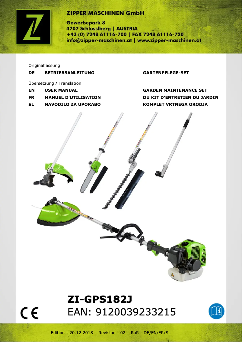 Page n°1 - Manuel utilisateur Zipper ZI-GPS182J