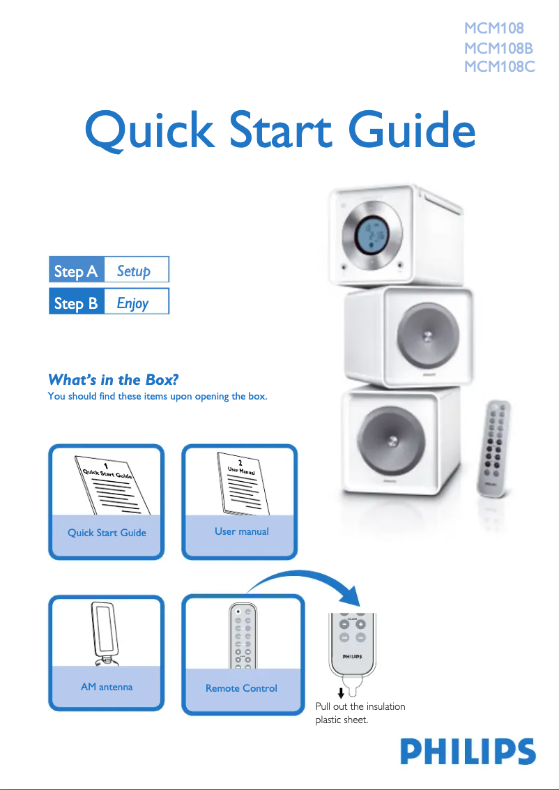 Página 1 del manual Guía de inicio rápido Philips MCM108C