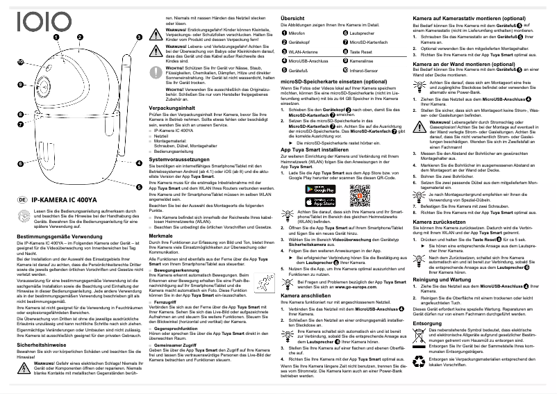 Page n°1 - Manuel utilisateur IOIO IC 400 YA