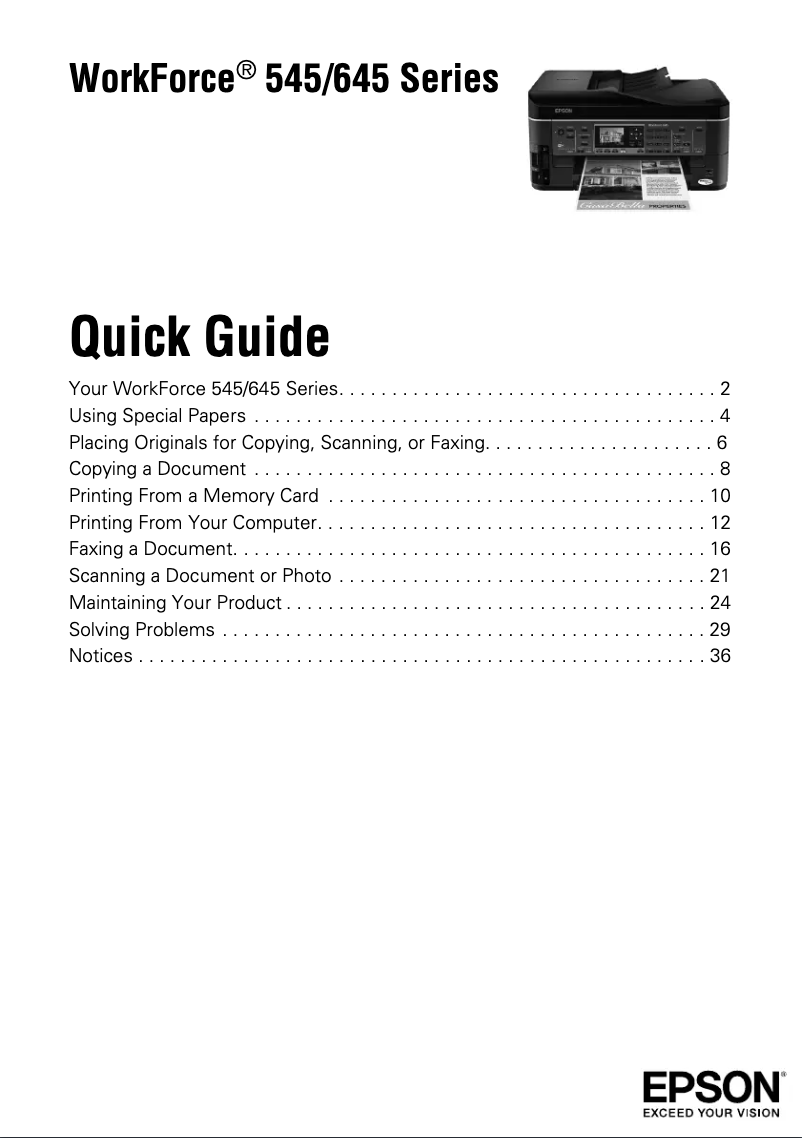 Página 1 del manual Manual de usuario Epson WorkForce 645