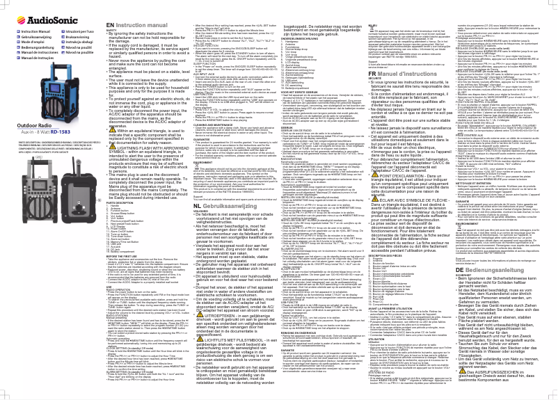 Page 1 de la notice Manuel utilisateur AudioSonic RD-1583