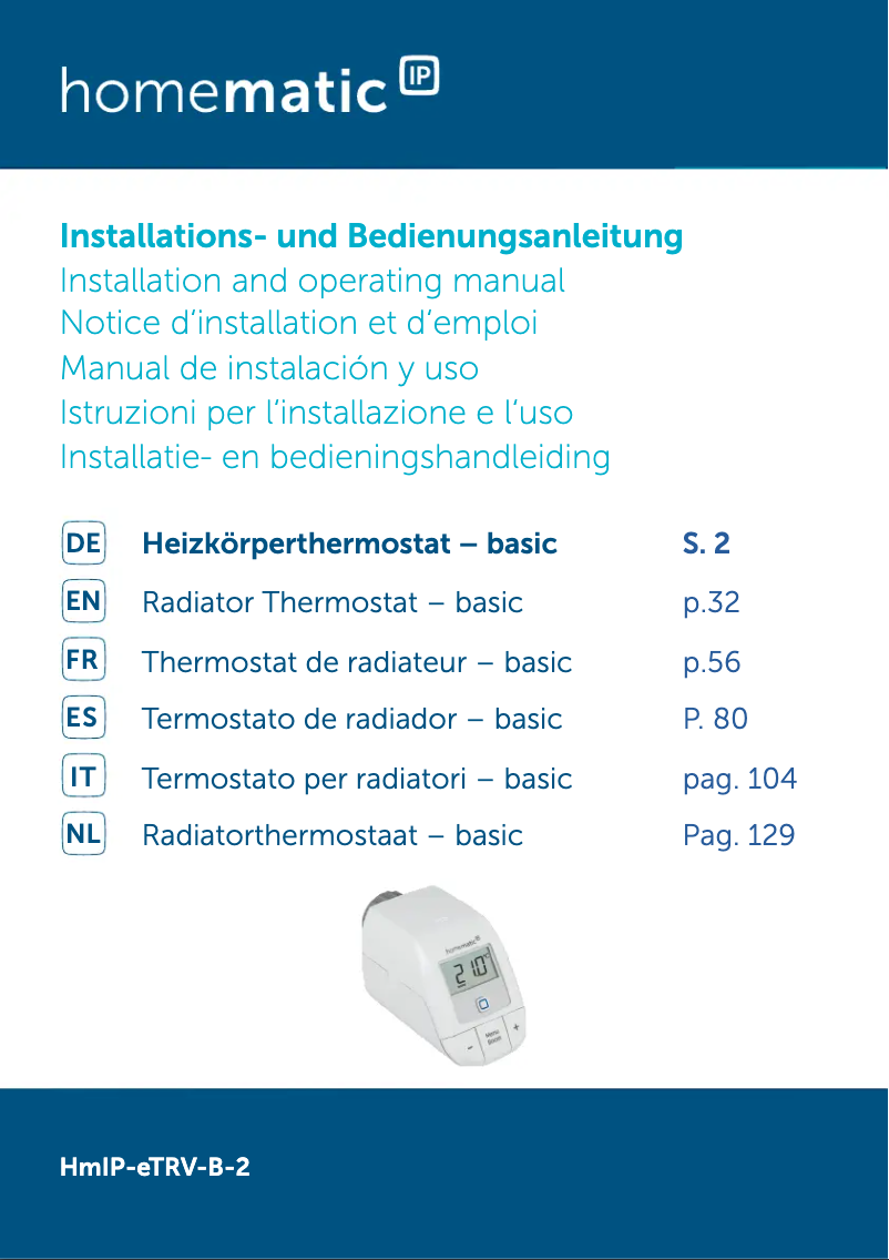 Page n°1 - Manuel utilisateur Homematic IP HmIP-eTRV-B-2