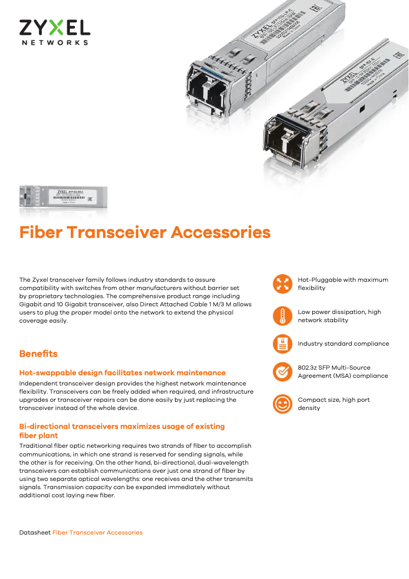 Image de la première page du manuel de l'appareil SFP10G-SR-E