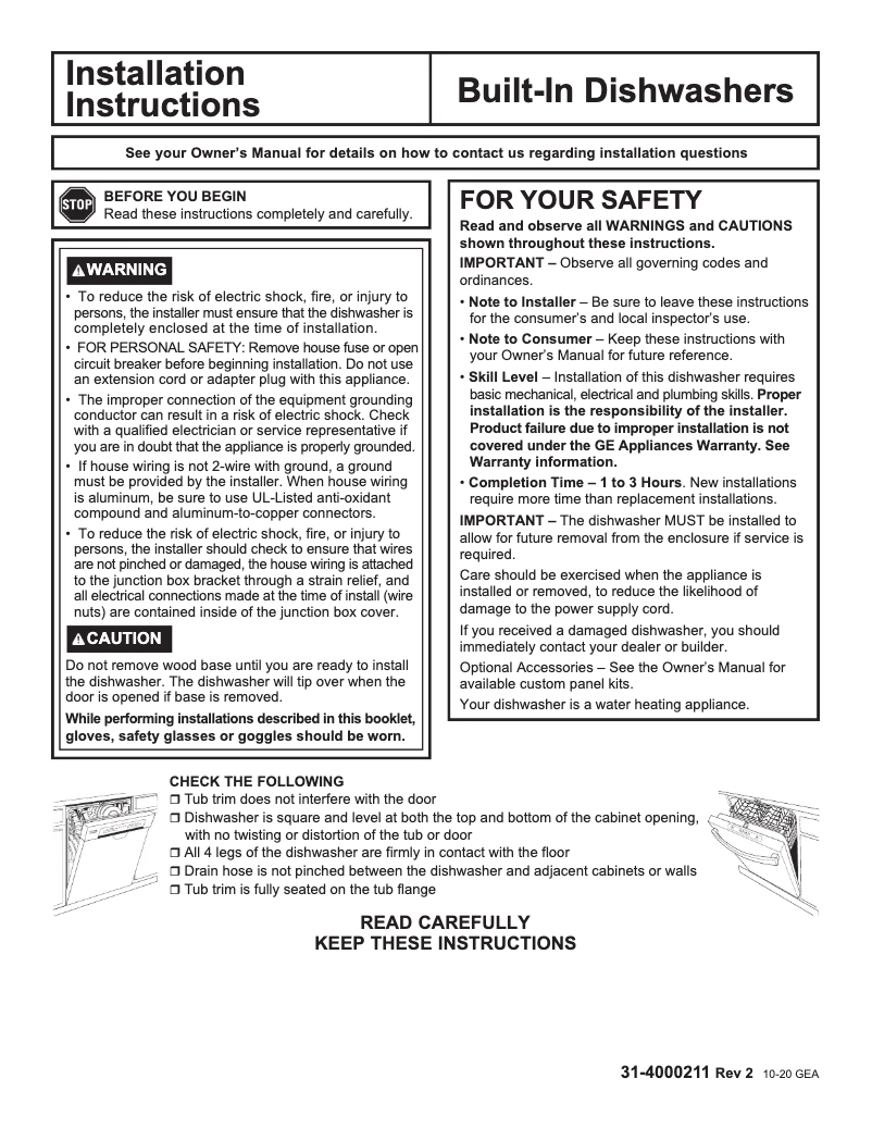 Page 1 de la notice Guide d'installation GE Profile DP715SYNFS