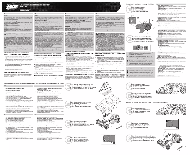 Page 1 de la notice Manuel utilisateur Losi 1/14-Scale RTR 4WD Desert Truck