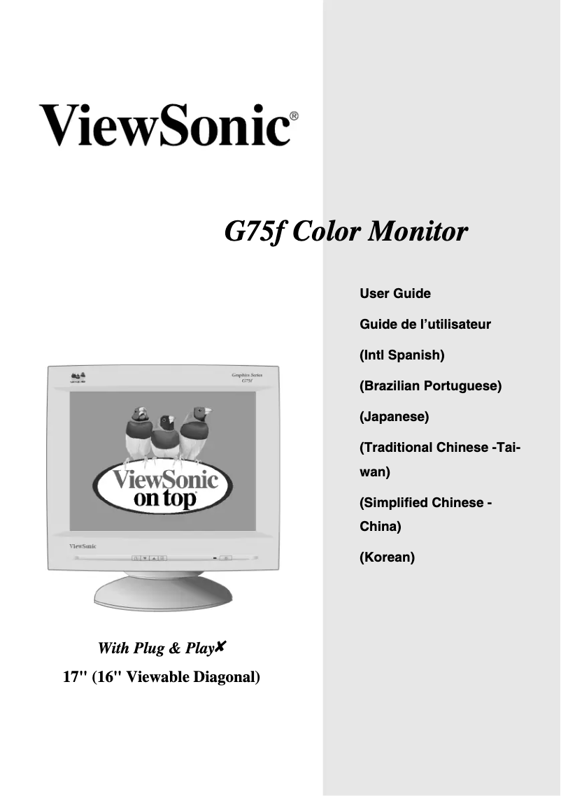 Page 1 de la notice Manuel utilisateur Viewsonic G75f+B