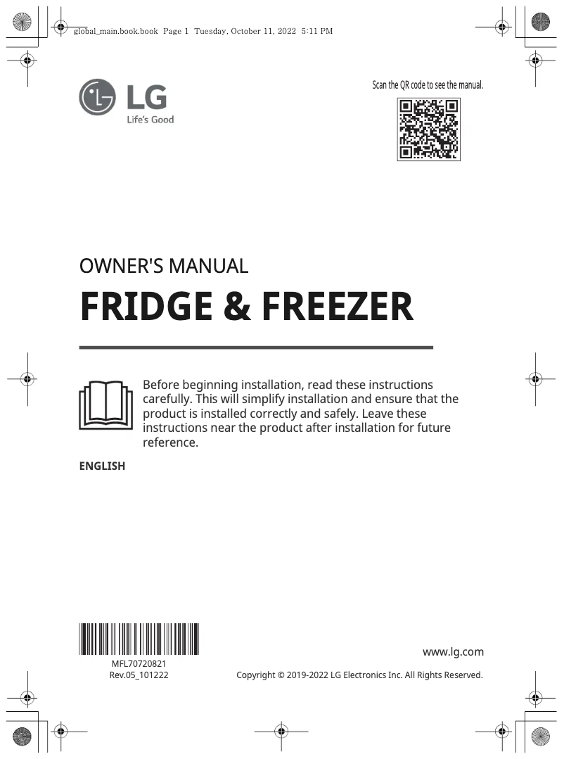 Page 1 de la notice Manuel utilisateur LG GC-B529NLCZ