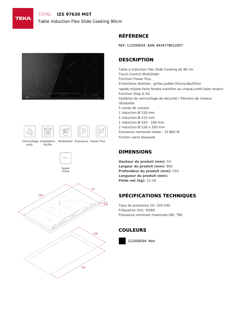 Page n°1 - Fiche technique Teka IZC 63632 MST