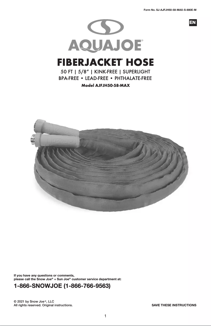 Página 1 del manual Manual de usuario Aqua Joe AJFJH50-58-MAX