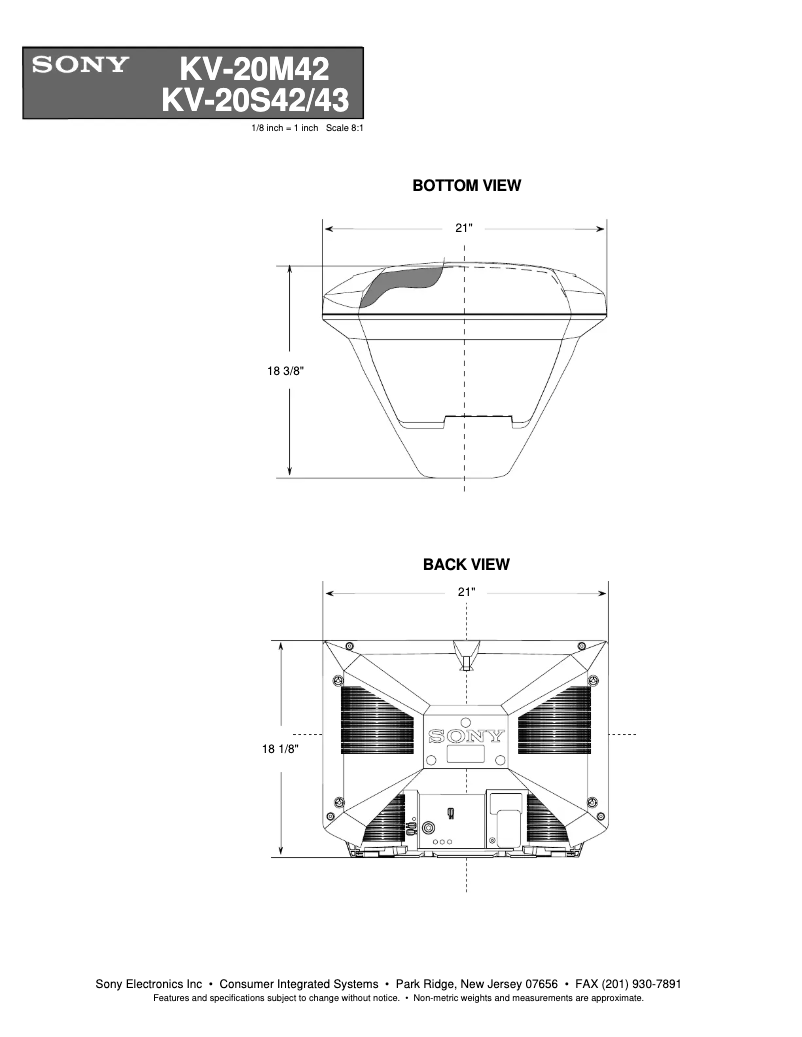 Page 1 de la notice Guide d'installation Sony KV-20M42