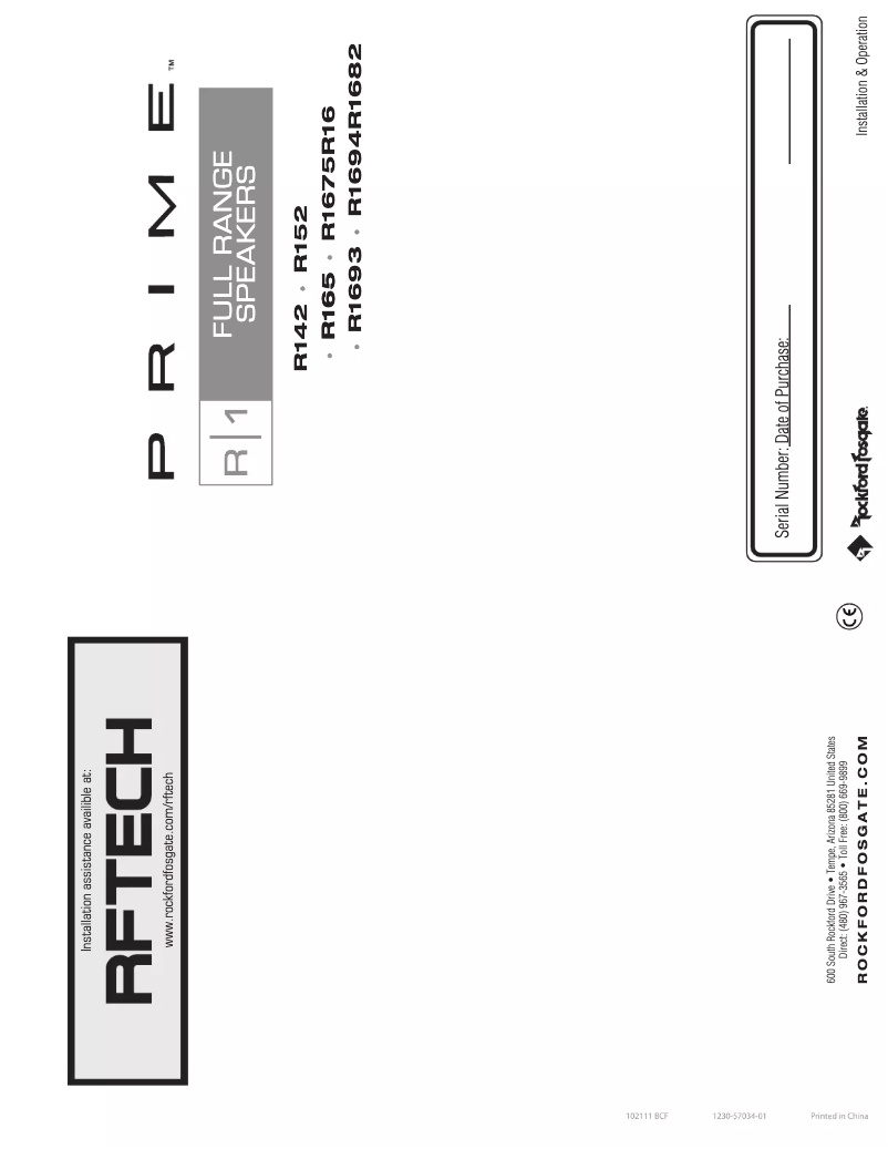 Page 1 de la notice Manuel utilisateur Rockford Fosgate Prime R142