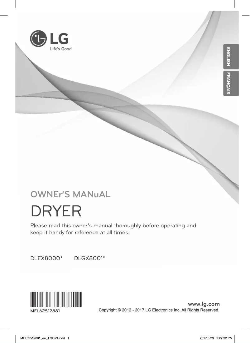 Image de la première page du manuel de l'appareil DLGX8001V