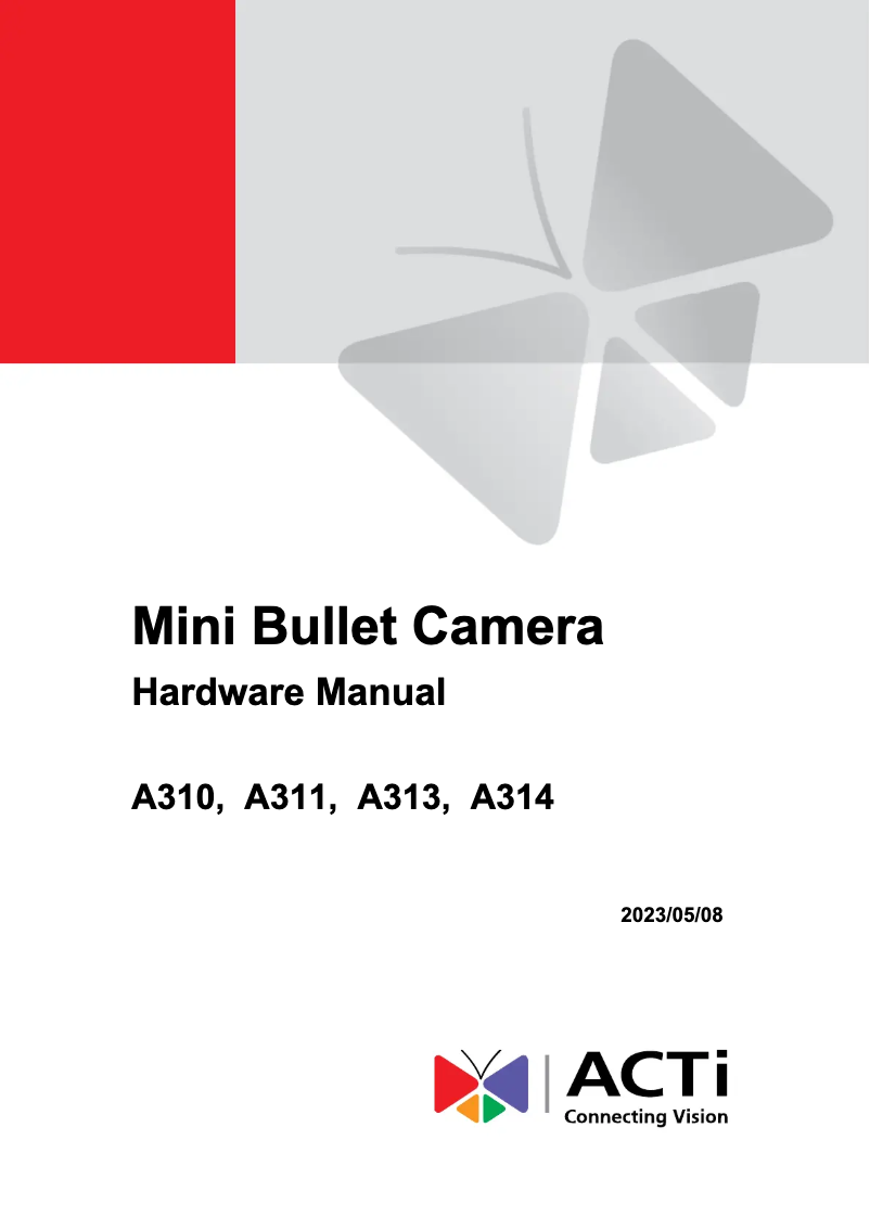 Page 1 de la notice Manuel utilisateur ACTi A310