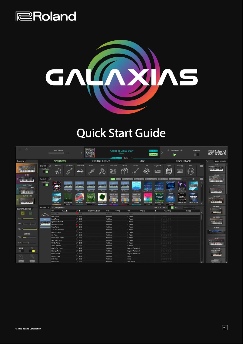 Image de la première page du manuel de l'appareil GALAXIAS