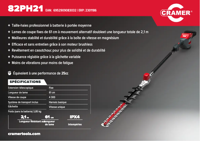 Page n°1 - Manuel utilisateur Cramer 82PH21