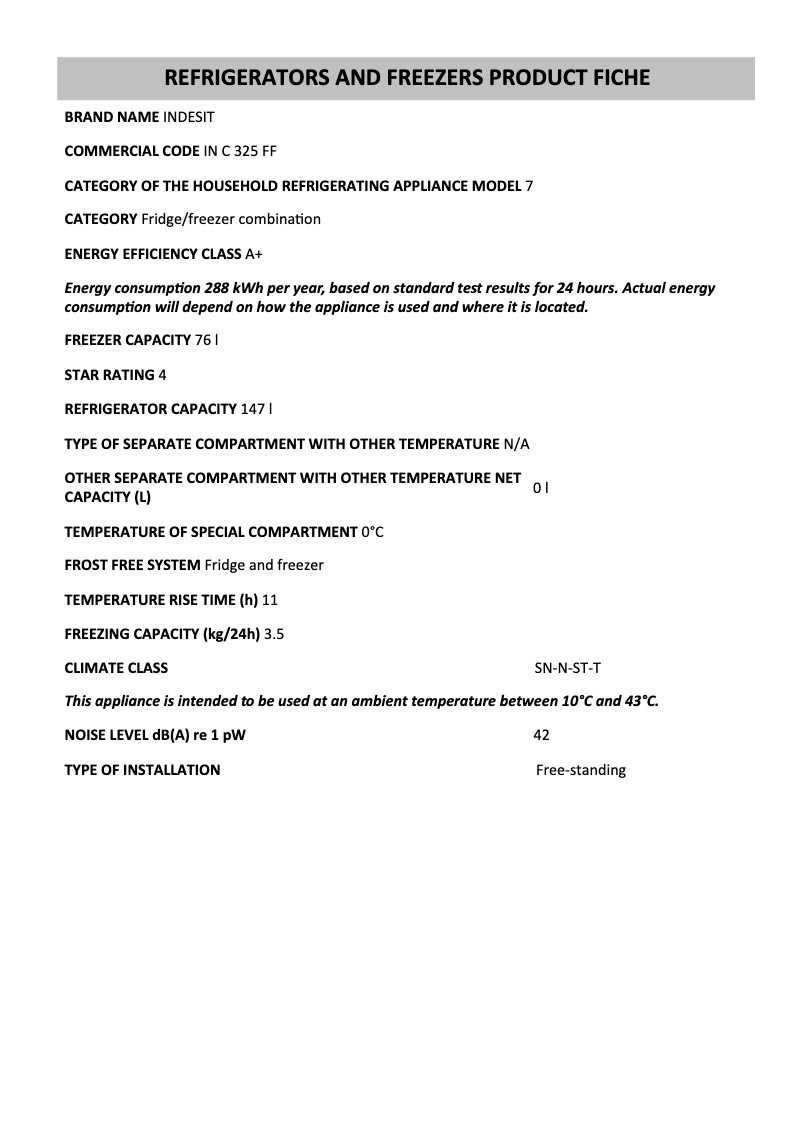 Image de la première page du manuel de l'appareil IN C 325 FF