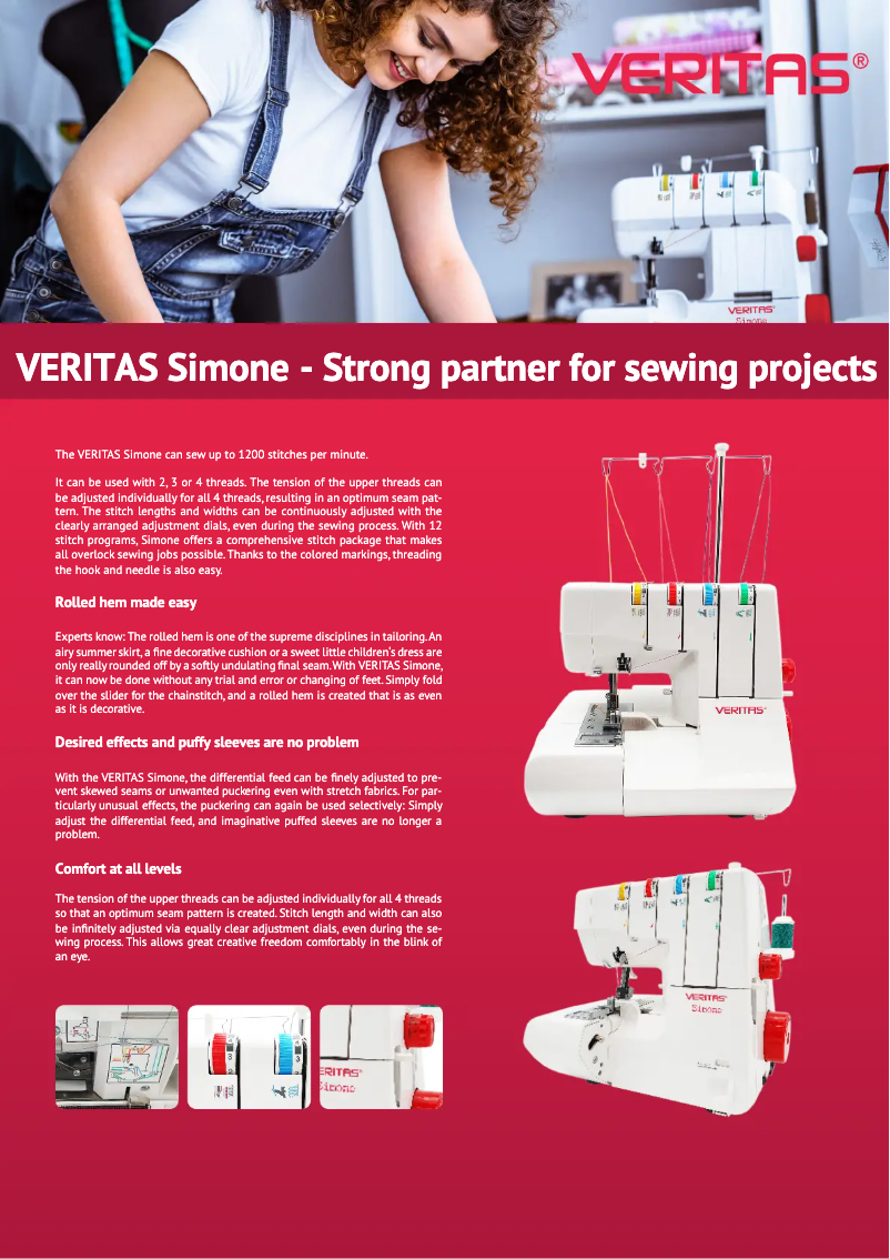 Page 1 de la notice Fiche technique Veritas Simone