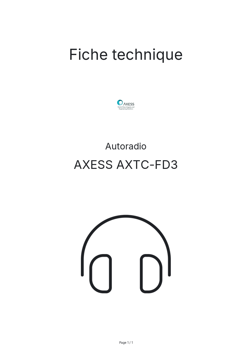 Page n°1 - Fiche technique AXESS AXTC-FD3