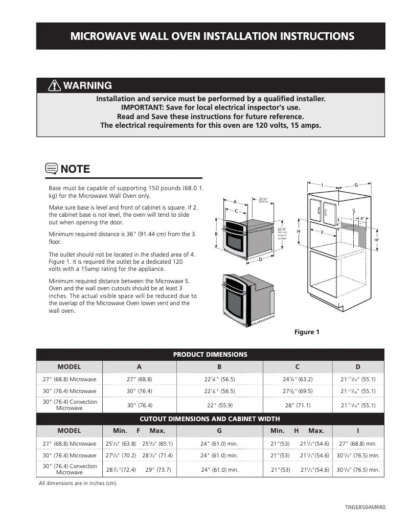 Page 1 de la notice Guide d'installation Electrolux EW27MO55HS