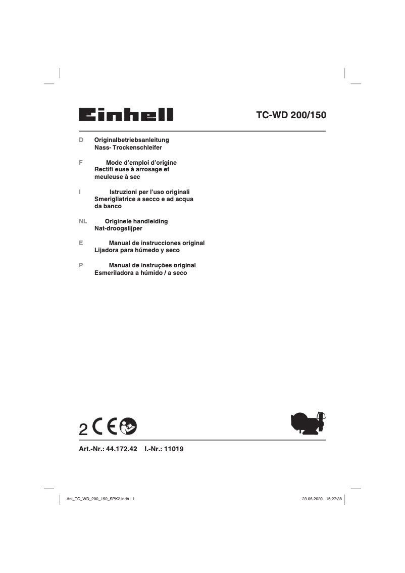Page 1 de la notice Manuel utilisateur Einhell TC-WD 200/150