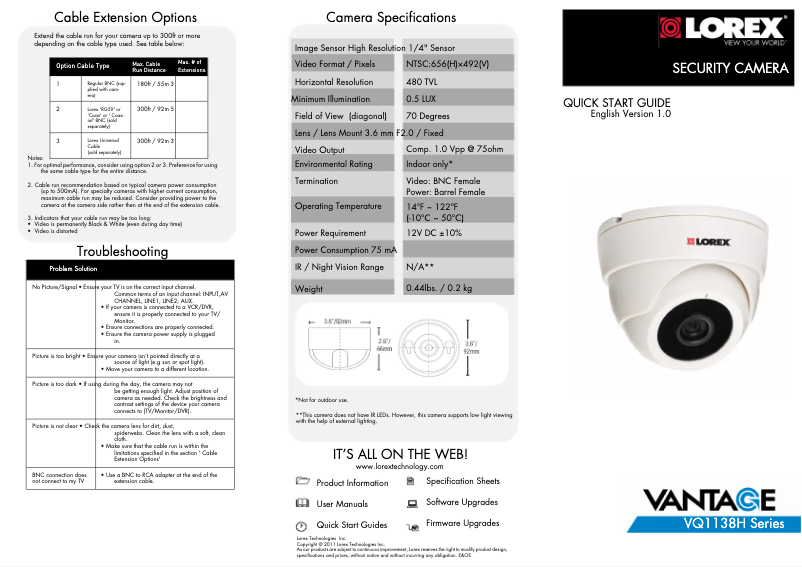 Page n°1 - Manuel utilisateur Lorex VQ1138H