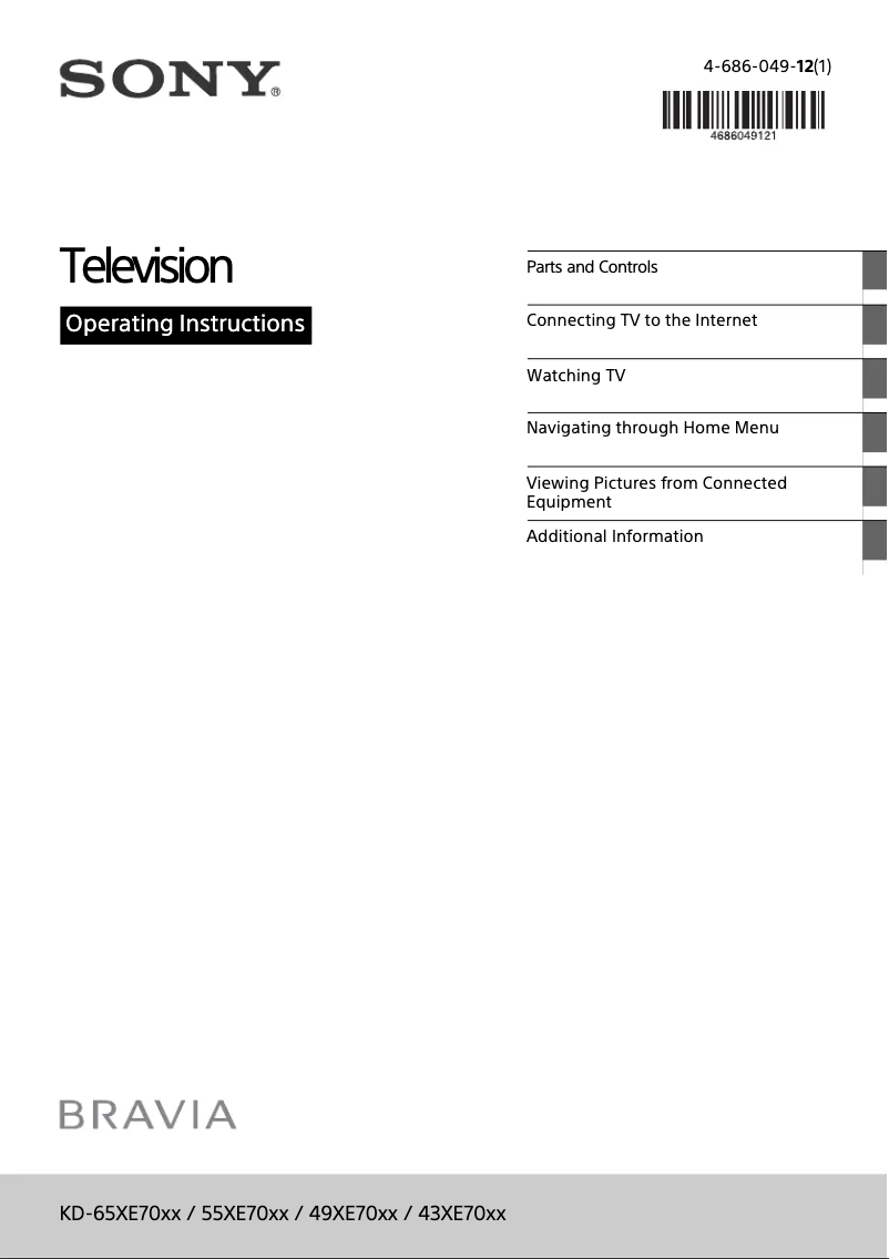 Page n°1 - Manuel utilisateur Sony Bravia KD-49XE7093