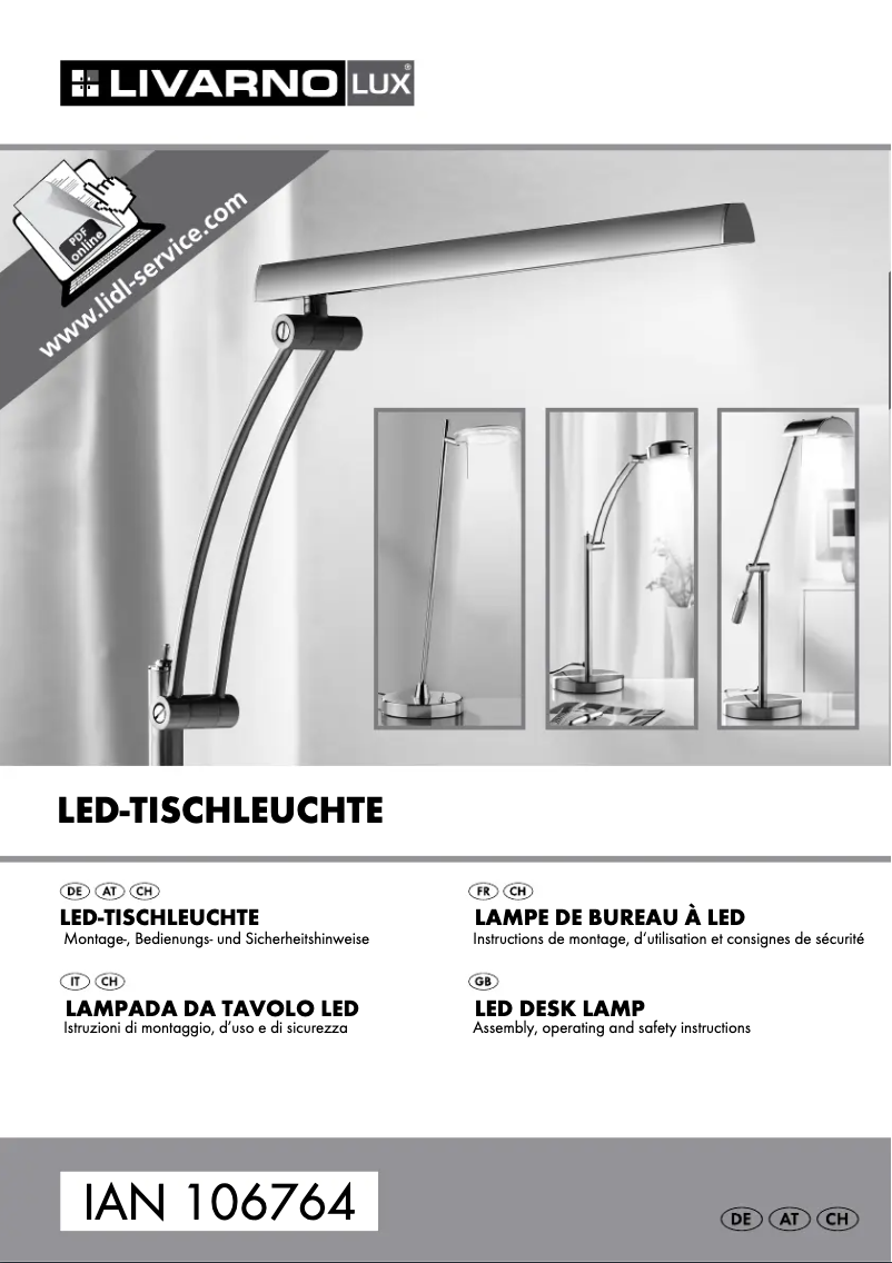 Page 1 de la notice Manuel utilisateur Livarno Lux IAN 106764