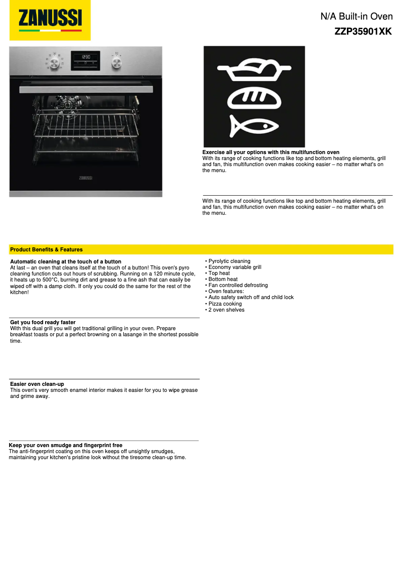 Image de la première page du manuel de l'appareil ZZP35901XK