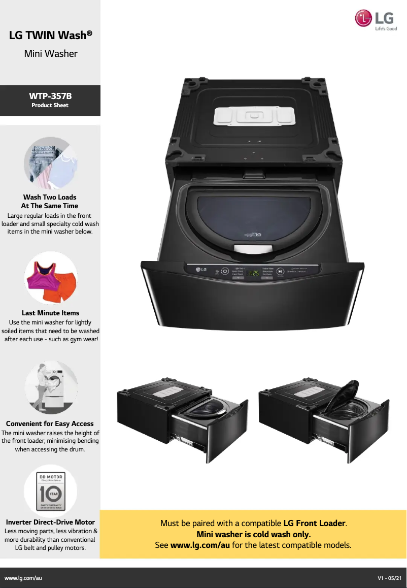 Page 1 de la notice Fiche technique LG WTP357B