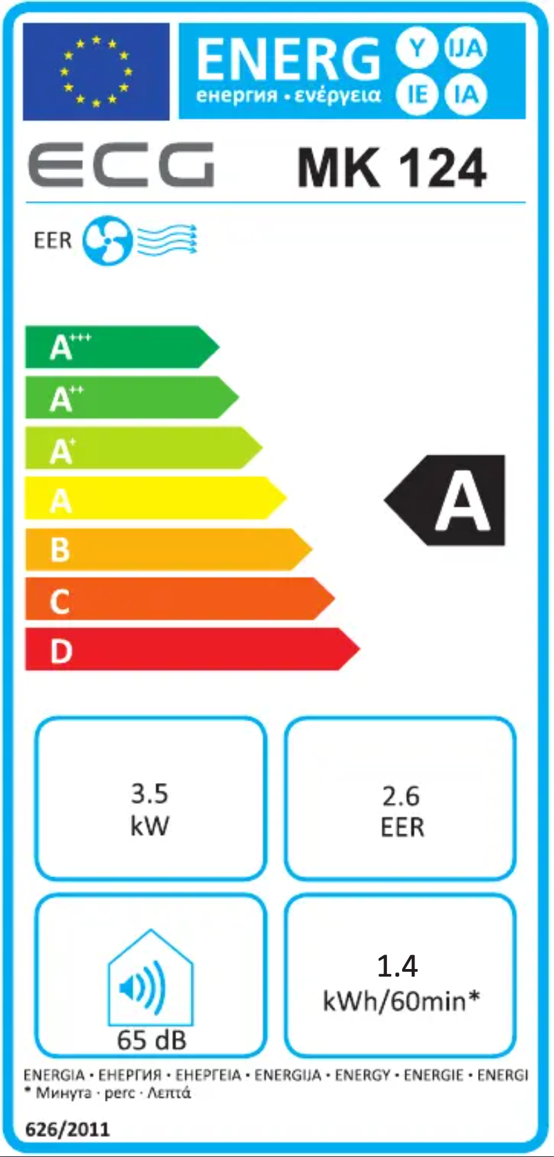 Page 1 of the manual Energy Label ECG MK 124