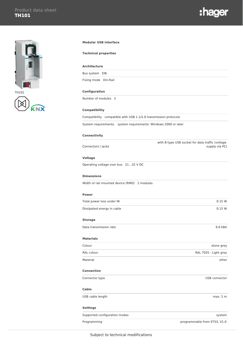Image de la première page du manuel de l'appareil TH101